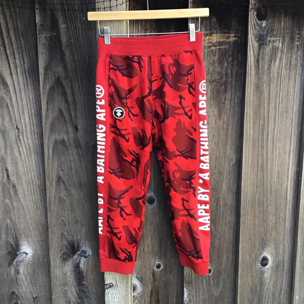 Aape By A Bathing Ape Bape Red Camo Youth Jogger Sweatpants Size 130 Rare